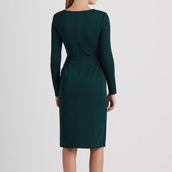 LAUREN RALPH LAUREN Jersey Surplice Cocktail Dress - Green - NWT - Size 4 - Picture 2 of 5